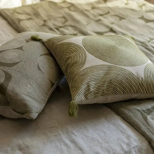 Coussin imprime en lin Tito Naturel - motif graphique - Vivaraise