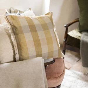 Coussin jaune à carreaux - modèle Kate bronze Coussin Dorsey
