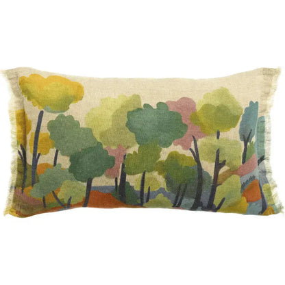 Coussin multicolore en lin Zeff Melio - Motif paysage bohème Vivaraise