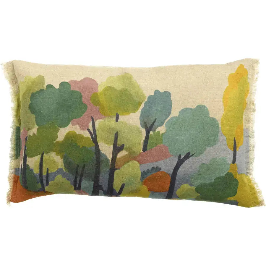 Coussin multicolore en lin Zeff Melio - Motif paysage bohème Vivaraise