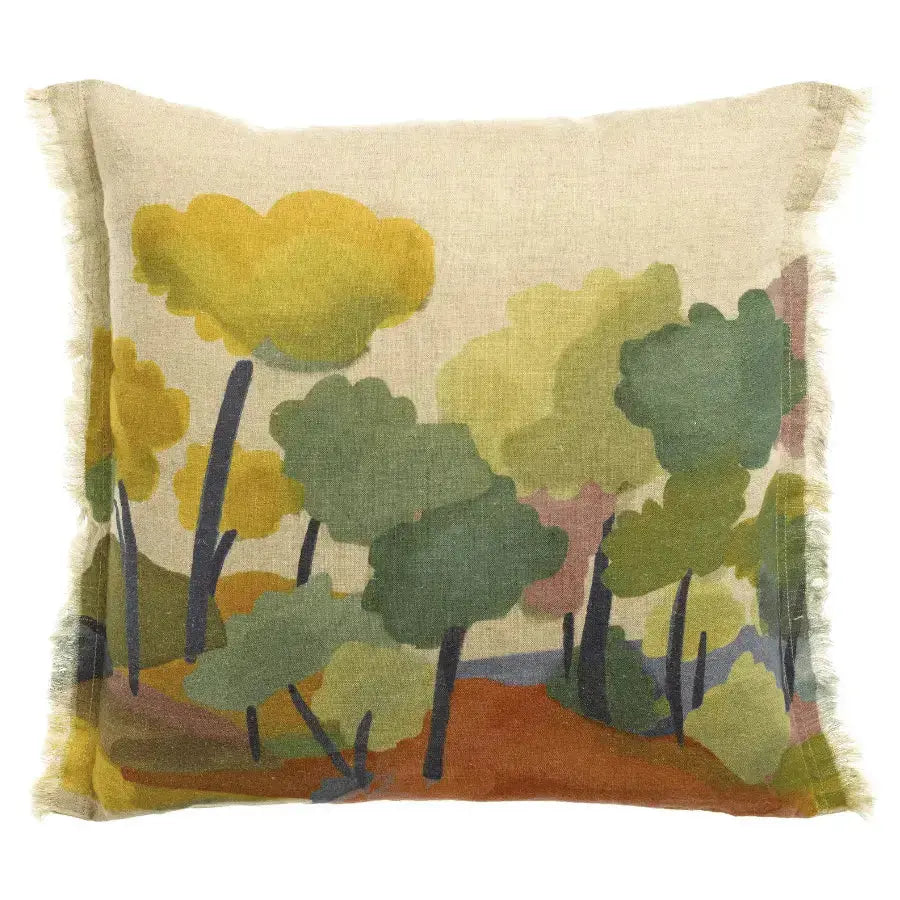 Coussin multicolore en lin Zeff Melio - Motif paysage bohème Vivaraise