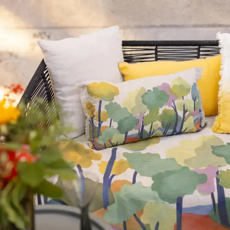 Coussin multicolore en lin Zeff Melio - Motif paysage bohème Vivaraise