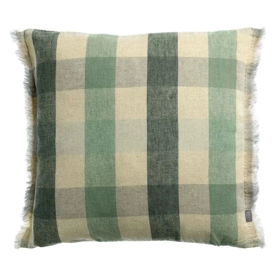 Coussin vert à carreaux - modèle Kate Coussin Dorsey
