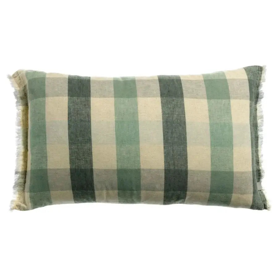 Coussin vert à carreaux - modèle Kate Coussin Dorsey