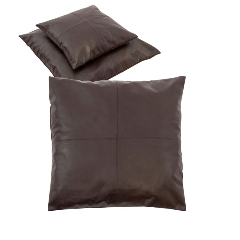 Coussins chocolat cuir 60x60 cm