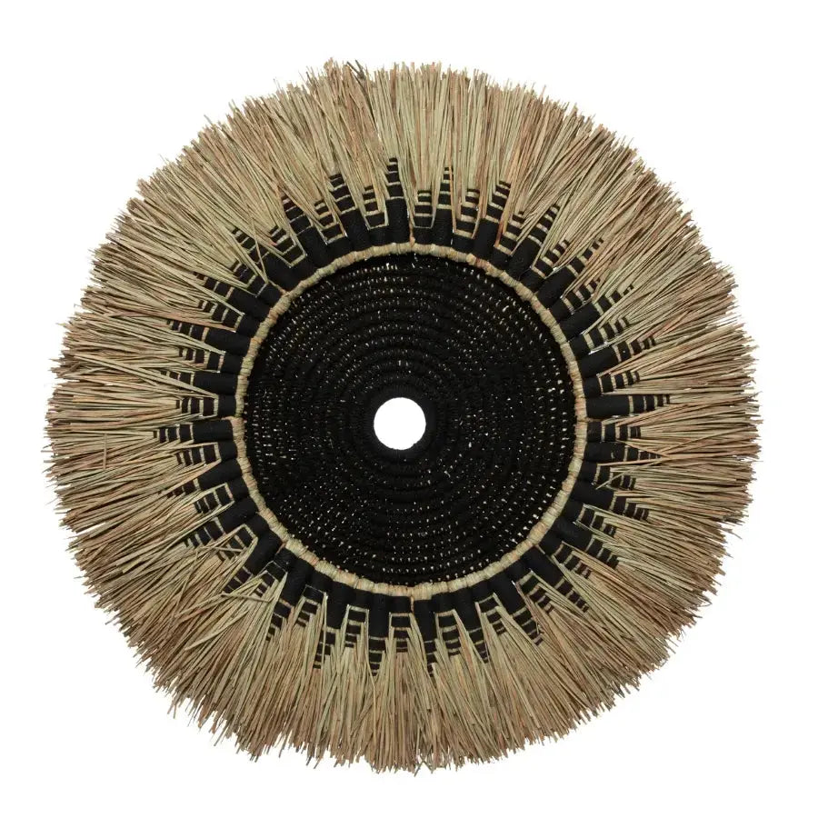 Déco Murale raphia et macramé noir - Elégance bohème 60x60 Bazar Bizar