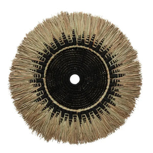 Déco Murale raphia et macramé noir - Elégance bohème 60x60 Bazar Bizar