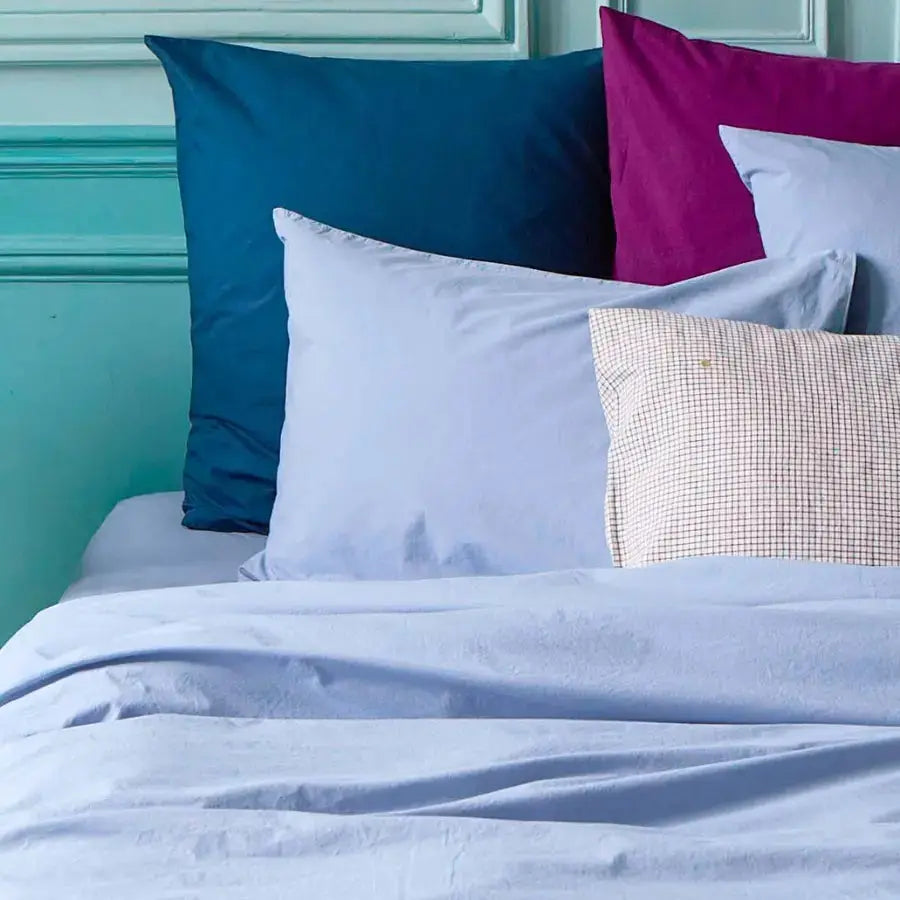 Drap Housse Percale de Coton Bio - Céleste Bluetiful La Cerise sur le Gâteau