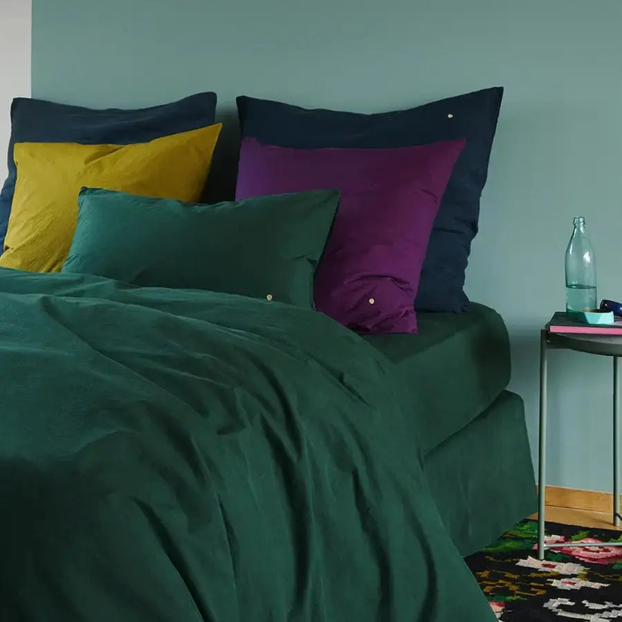 Drap Housse Percale de Coton Bio - Céleste Nori La Cerise sur le Gâteau