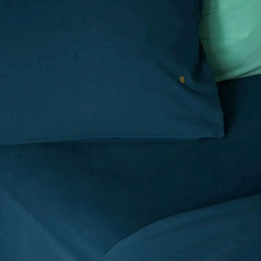Drap Housse Percale de Coton Bio - Céleste Orage La Cerise sur le Gâteau