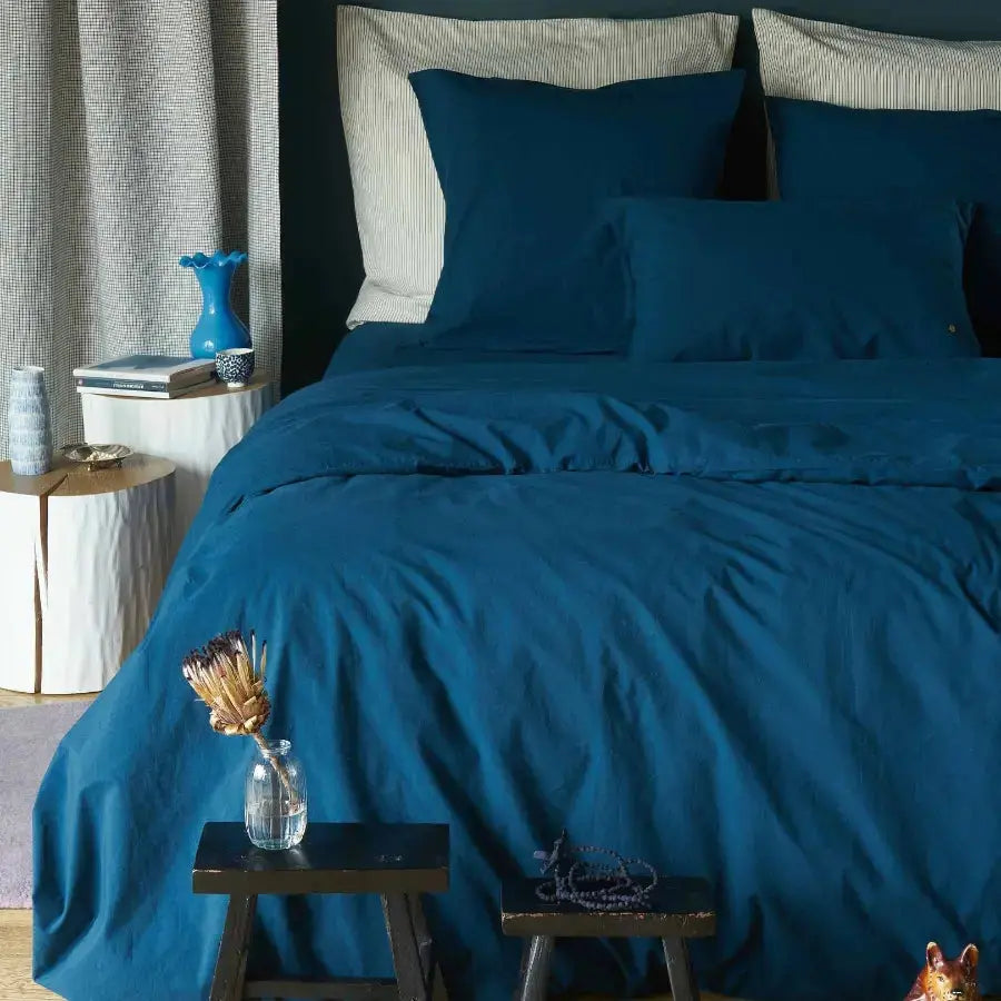 Drap Housse Percale de Coton Bio - Céleste Orage La Cerise sur le Gâteau