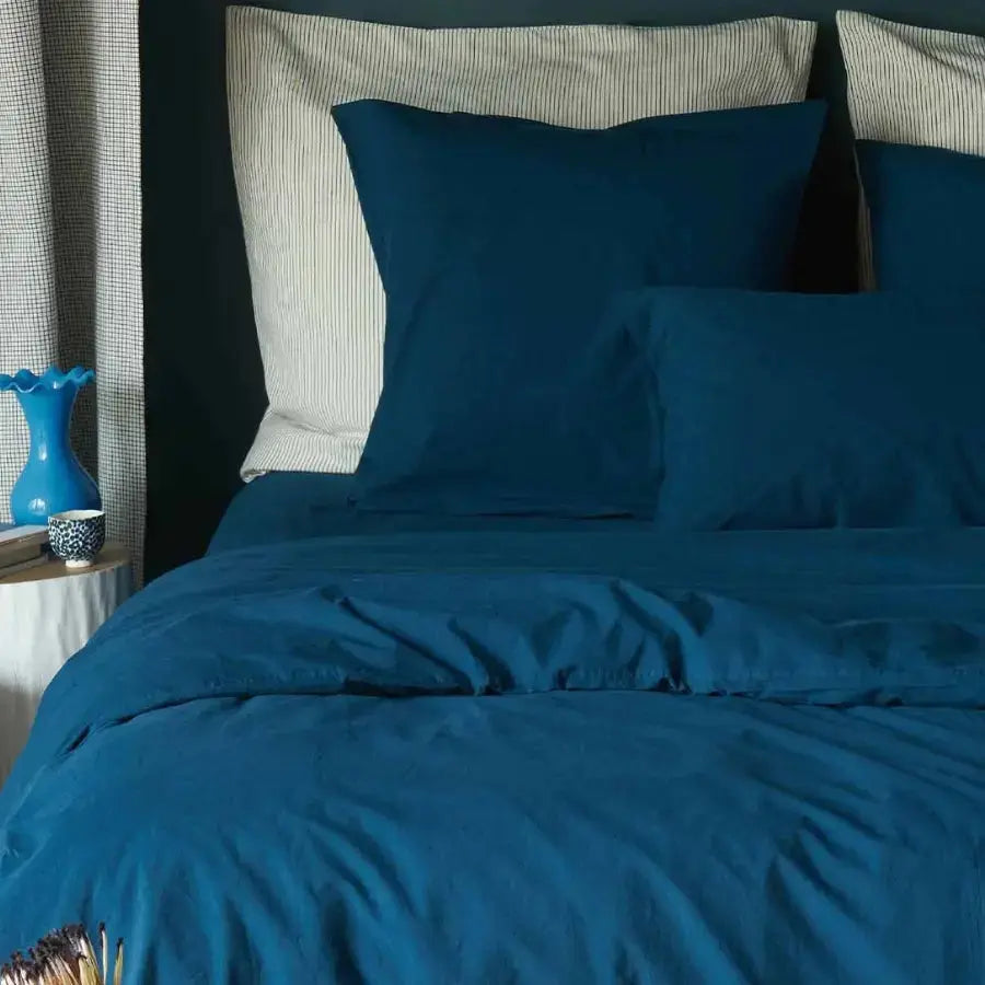 Drap Housse Percale de Coton Bio - Céleste Orage La Cerise sur le Gâteau