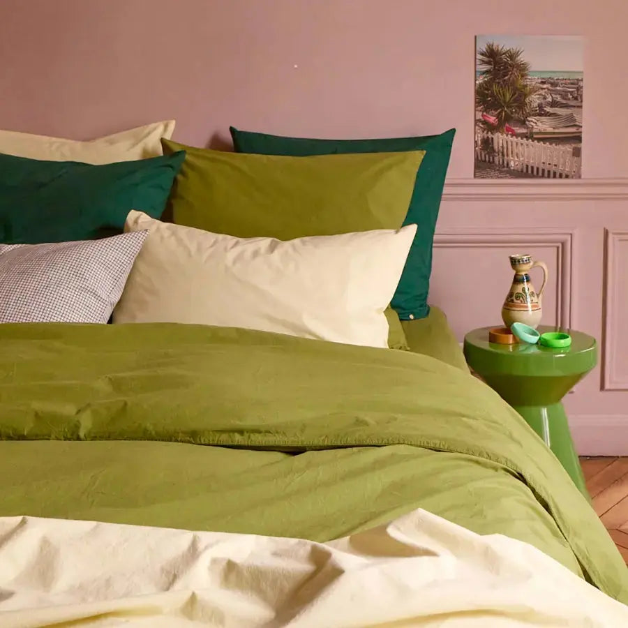 Drap Housse Percale de Coton Bio - Céleste Pistacchio La Cerise sur le Gâteau