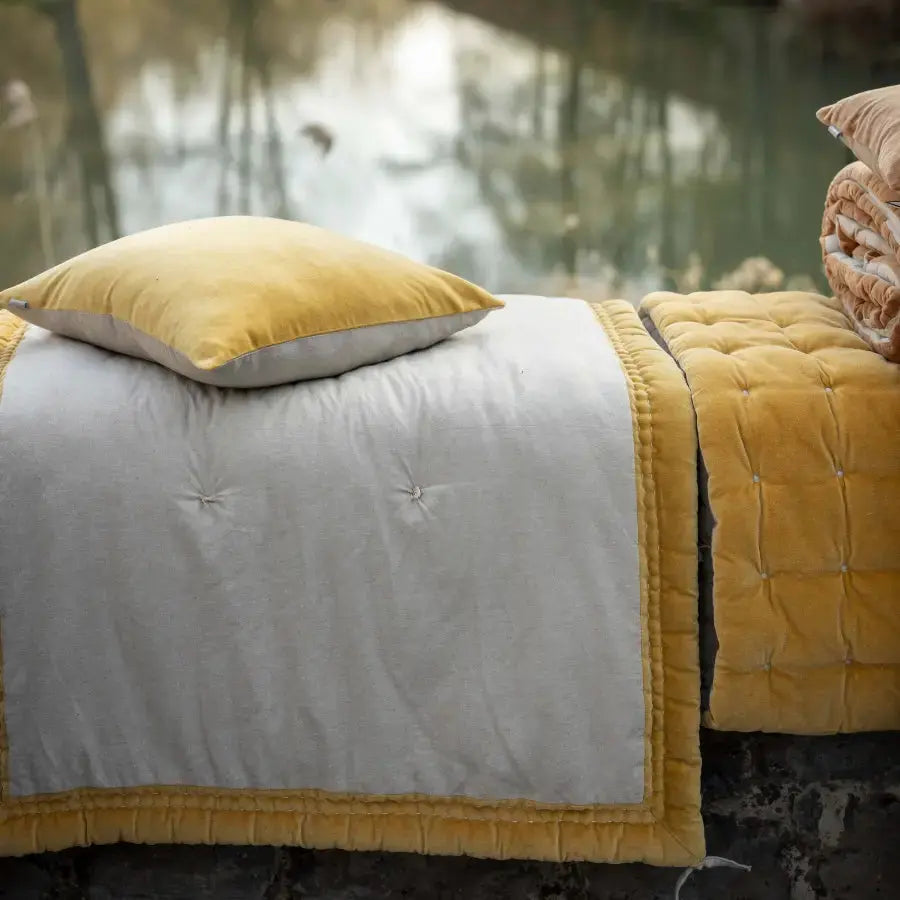 Édredon en Coton Jaune - Elise Chambray Maïs - 80x180 cm Vivaraise