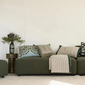 Édredon en lin graphique Zeff Kori Abysse - 85x200 cm - Vivaraise