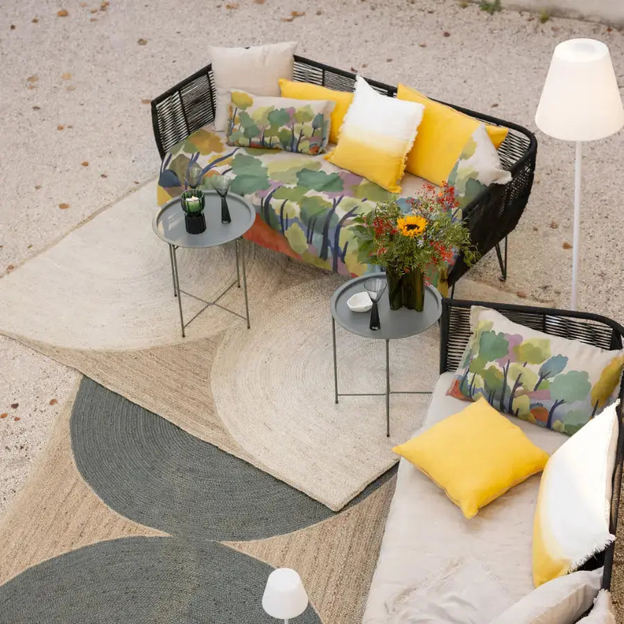 Édredon multicolore en lin Zeff Melio - 85x200 cm - motif aquarelle aux feuillages délicats - Vivaraise