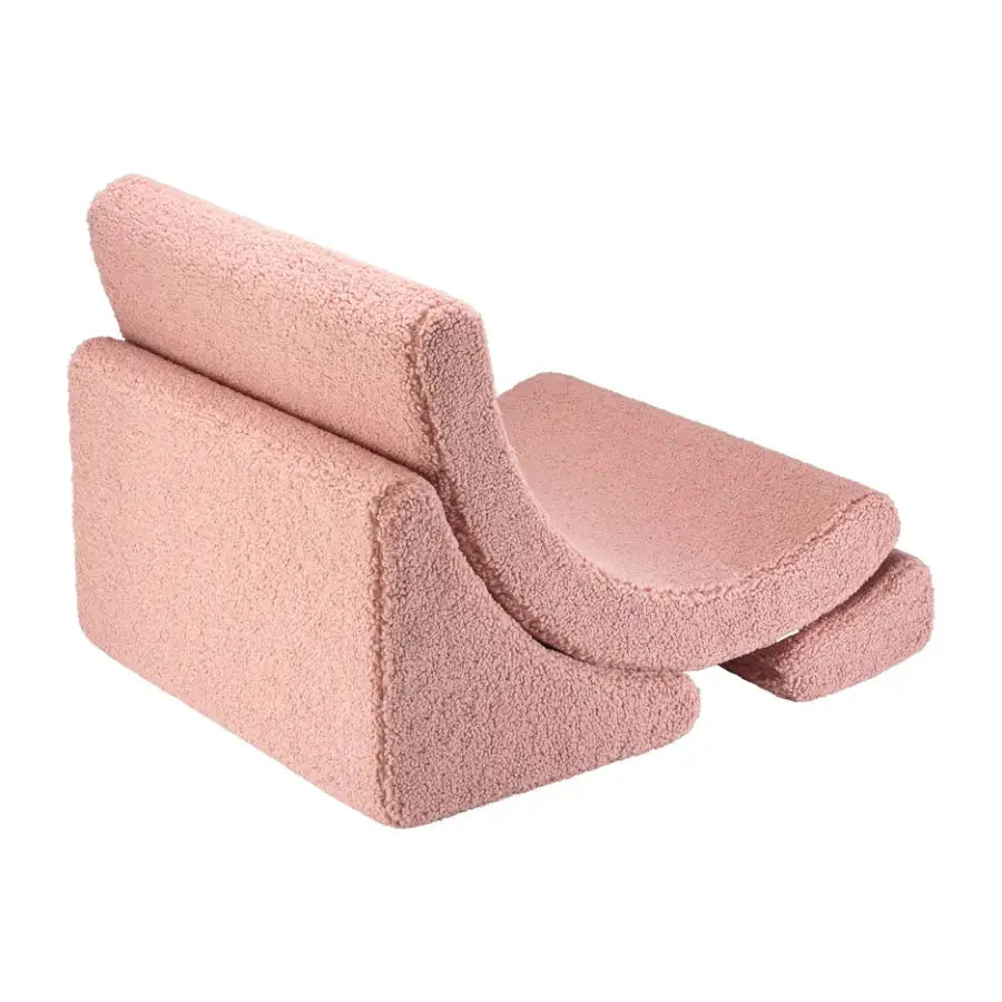 Fauteuil Enfant Rose en Tissu Teddy - Modèle Lune Wigiwama
