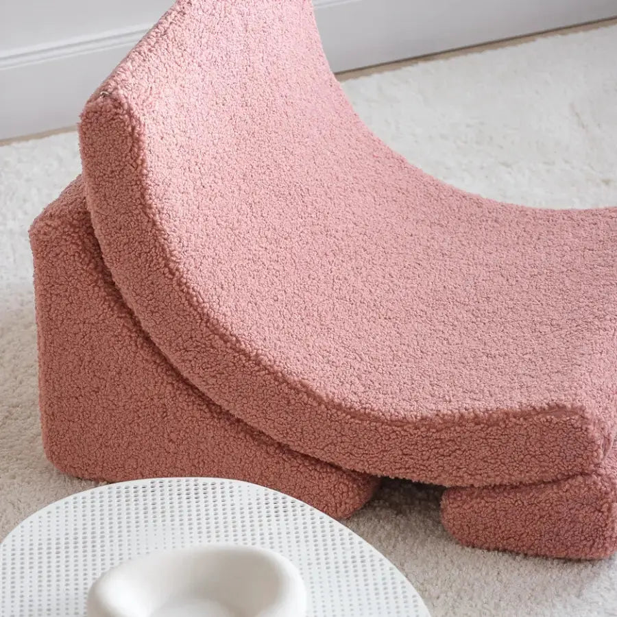 Fauteuil Enfant Rose en Tissu Teddy - Modèle Lune Wigiwama