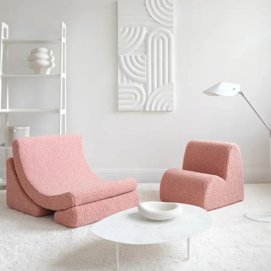 Fauteuil Enfant Rose en Tissu Teddy - Modèle Lune Wigiwama
