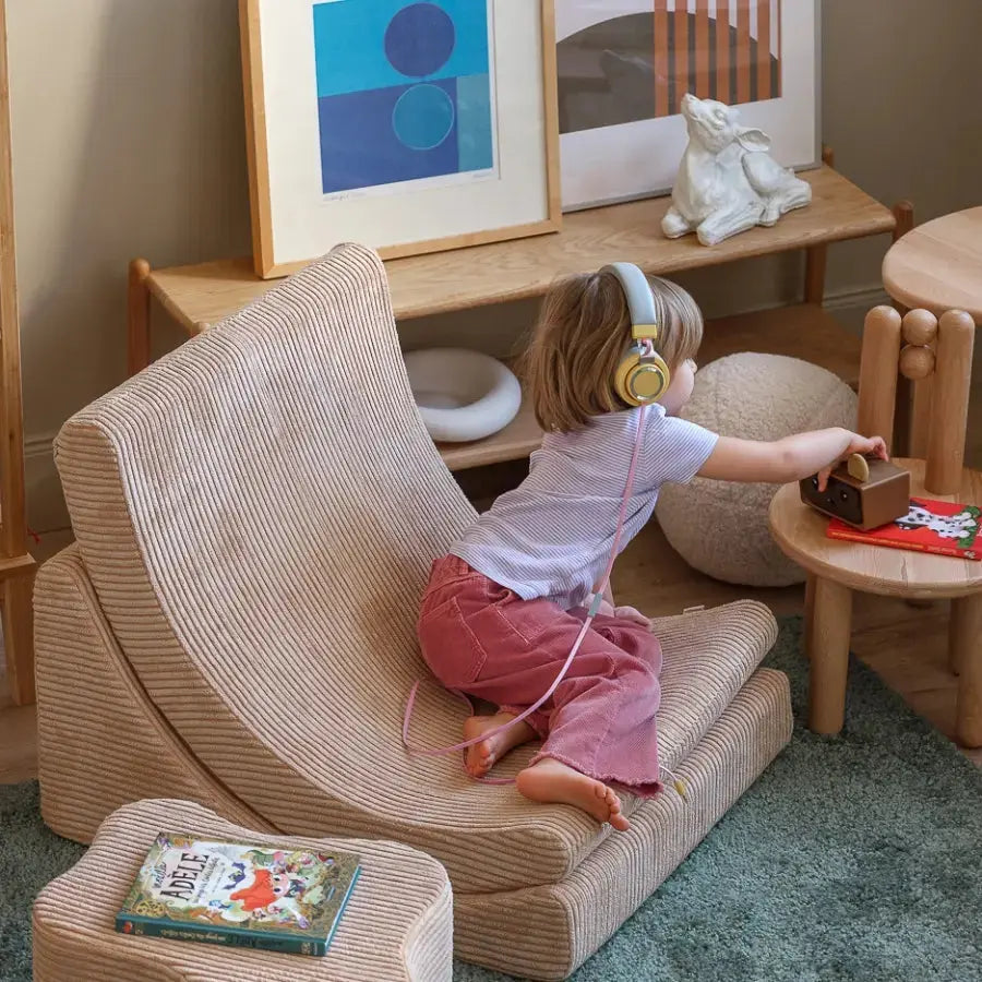 Fauteuil Lune Enfant Velours recyclé Beige - Wigiwama Wigiwama