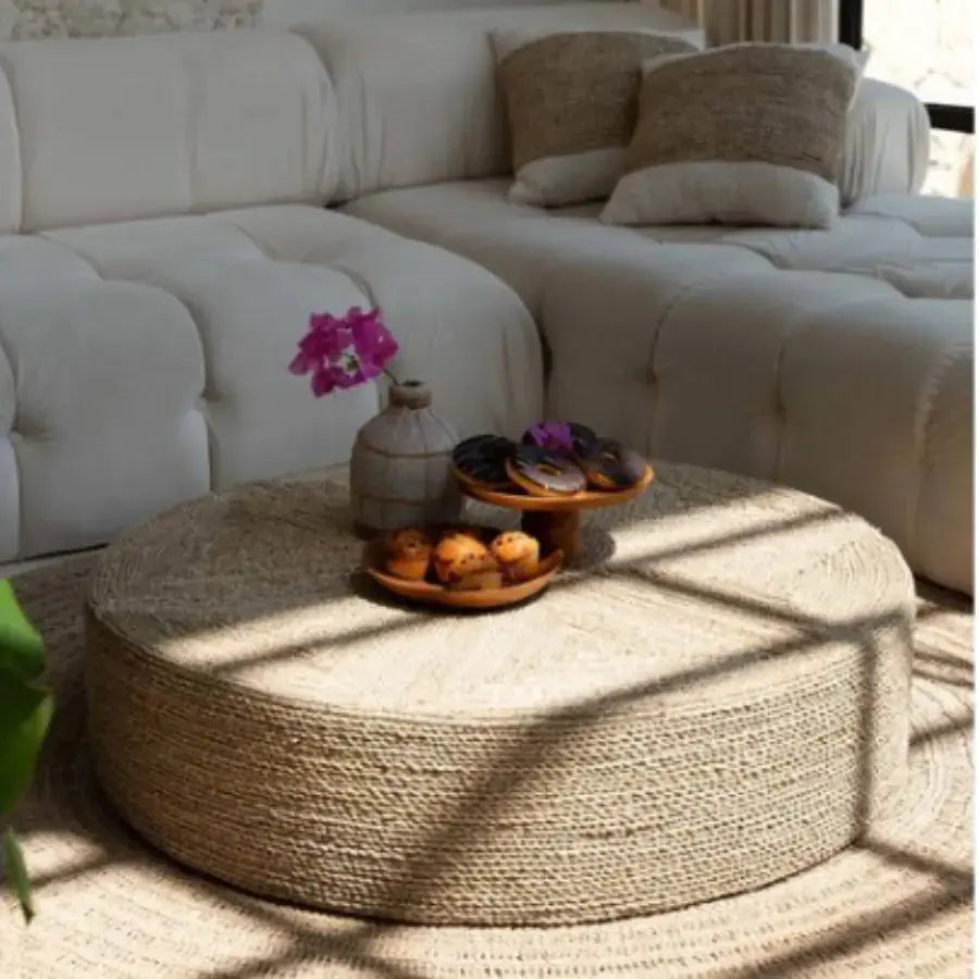 Grand Pouf Jonc de Mer Naturel - Diamètre 100 cm Bazar Bizar