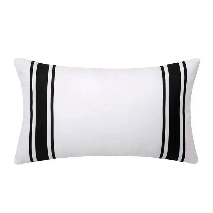 Housse Coussin Extérieur Blanc Noir - Coussin Dorsey