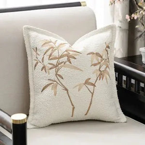 Housse Coussin Ivoire Feuillage Beige - Coussin Dorsey