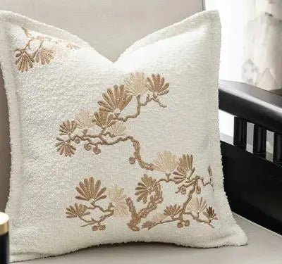 Housse Coussin Ivoire Fleuri - Coussin Dorsey