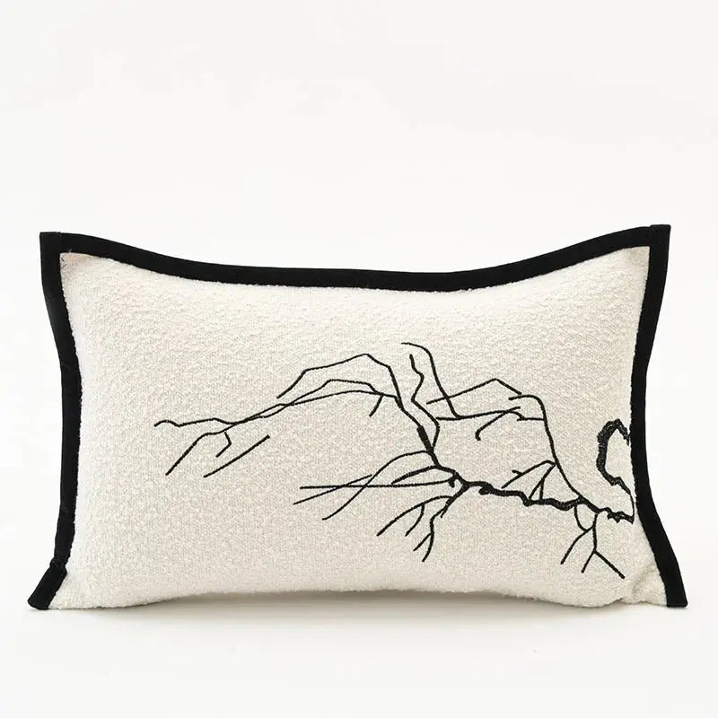 Housse Coussin Ivoire Ourlet Noir - Coussin Dorsey