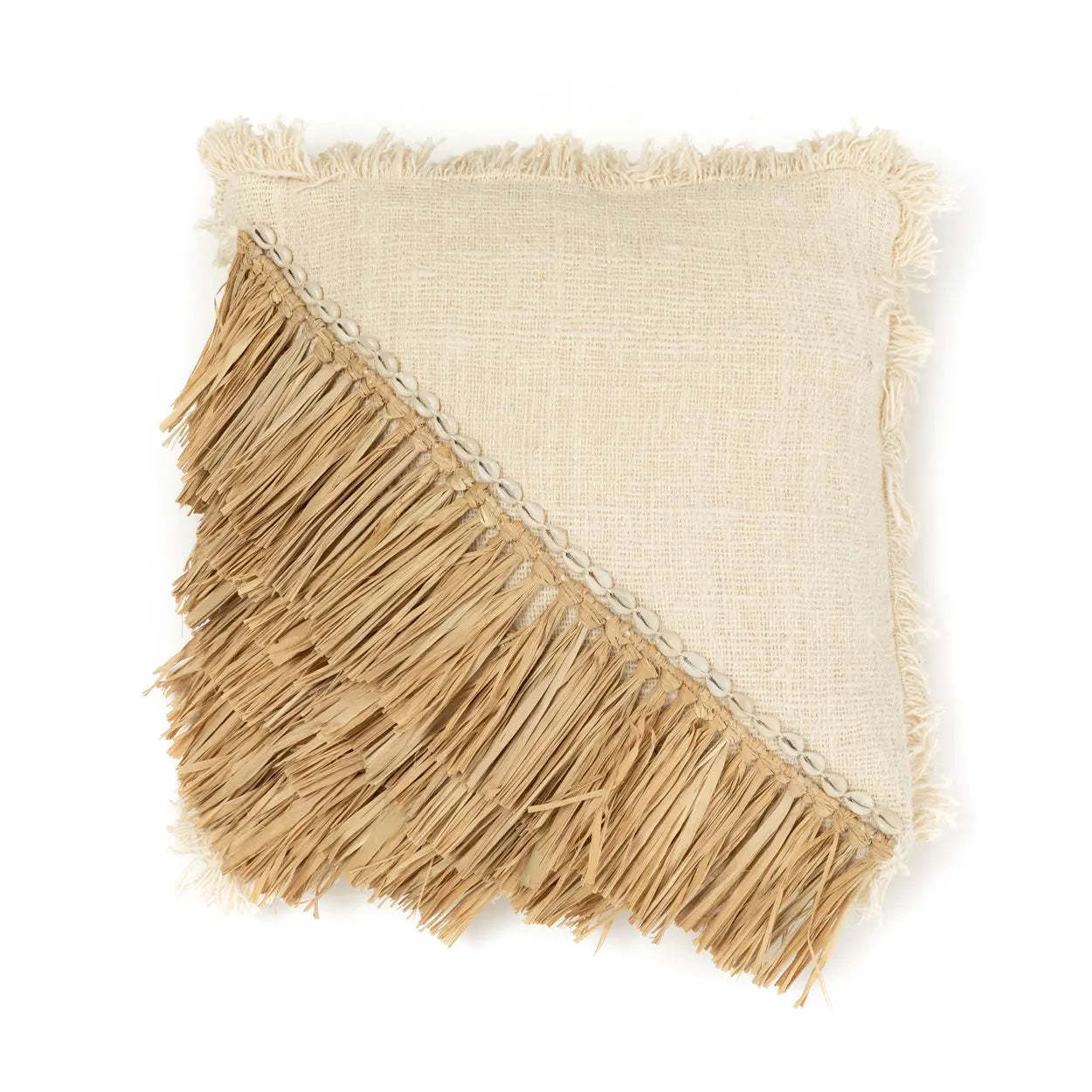 Housse Coussin Raffia Coton Blanc Naturel - Coussin Dorsey