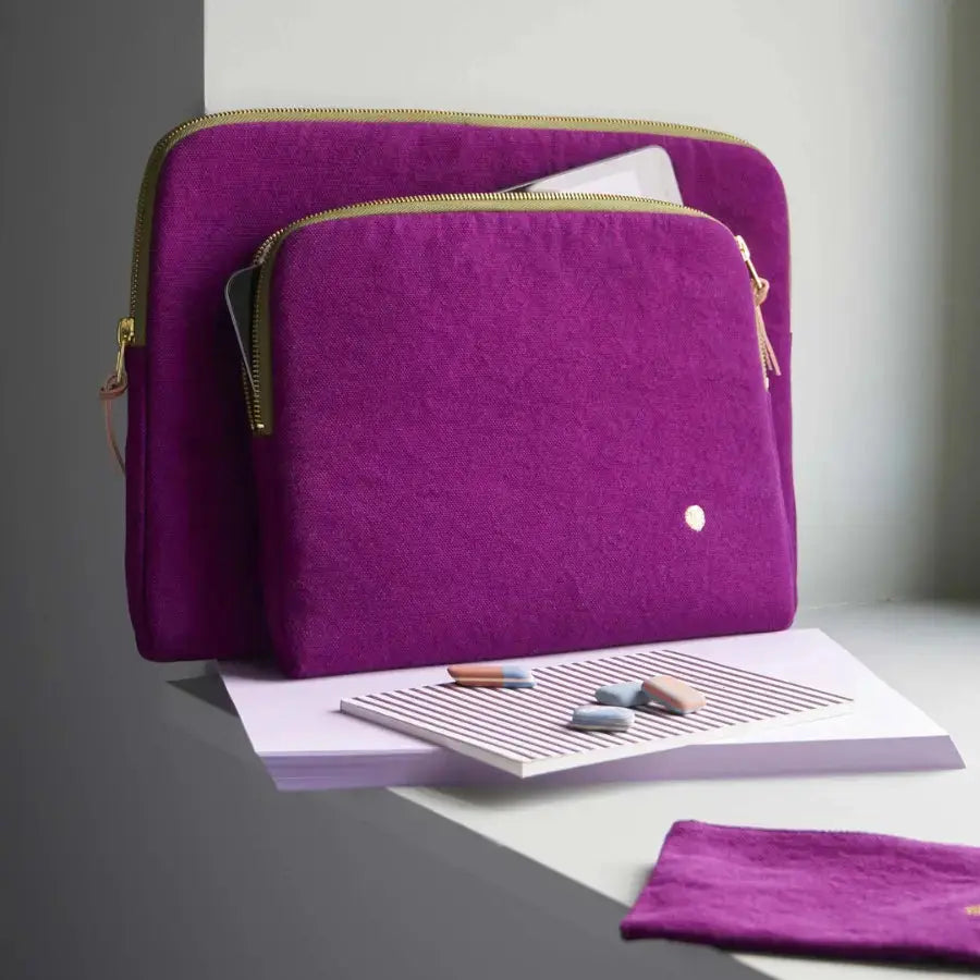 Housse Ordinateur Coton Bio - Iona Purple Rain La Cerise sur le Gâteau