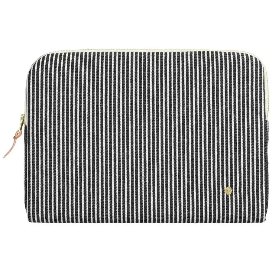 Housse Ordinateur Coton Bio Rayée - Basile Caviar La Cerise sur le Gâteau