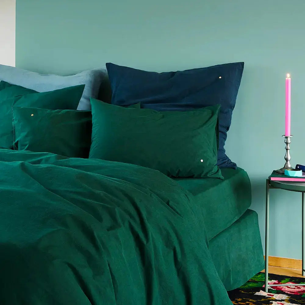 Housse de Couette Coton Bio - Céleste Nori Vert Emeraude La Cerise sur le Gâteau