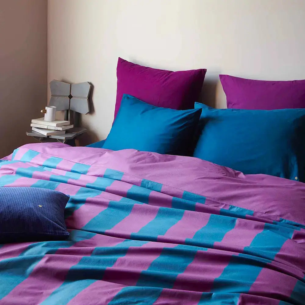 Housse de Couette Rayée Coton Bio - Malo Purple Rain La Cerise sur le Gâteau