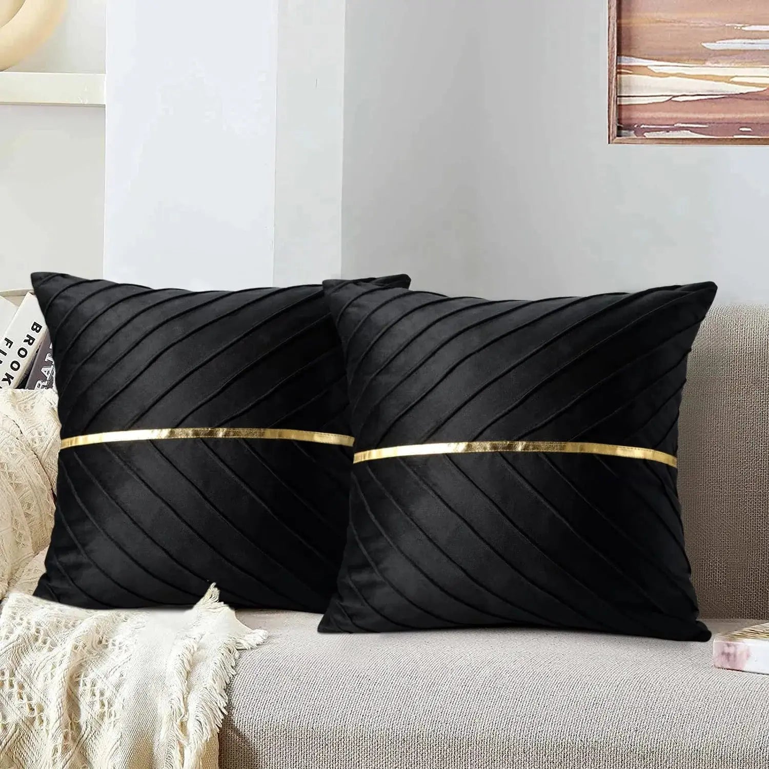 Housse de Coussin Noir Lot de 2 - Coussin Dorsey