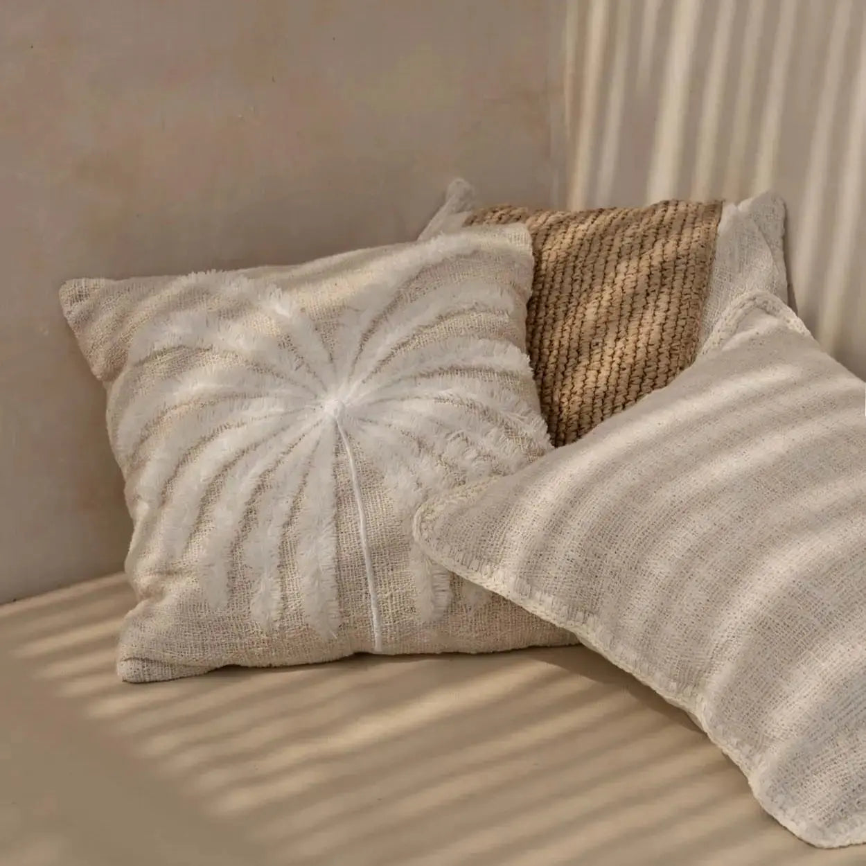 Housse de Coussin Palm Coton Naturel 50x50 Bazar Bizar