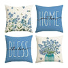 Housse de Coussin Printemps Bleu Lot de 4 - 40X40 CM