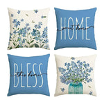 Housse de Coussin Printemps Bleu Lot de 4 - Coussin Dorsey