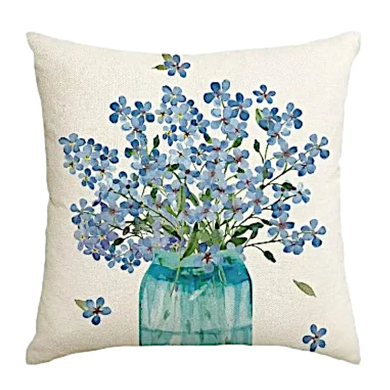 Housse de Coussin Printemps Bleu Lot de 4 - Coussin Dorsey