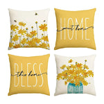 Housse de Coussin Printemps Jaune Lot de 4 - Coussin Dorsey