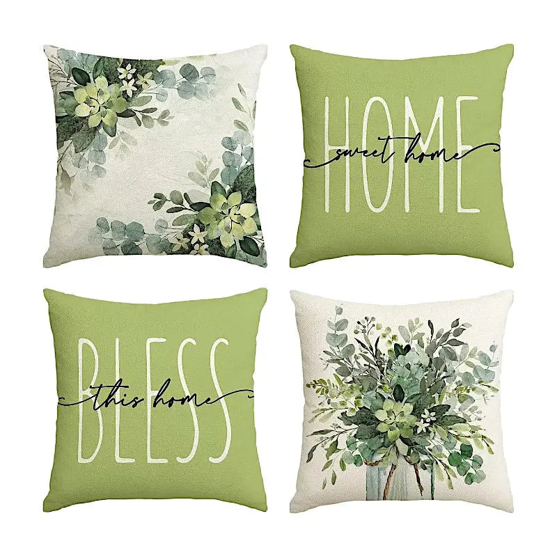 Housse de Coussin Printemps Vert Lot de 4 - Coussin Dorsey