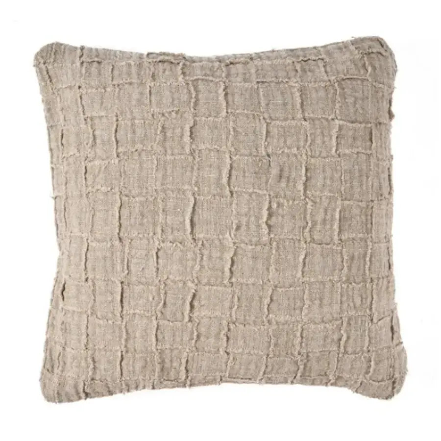 Housse de Coussin en Lin - Damier Naturel 50x50 cm Bazar Bizar