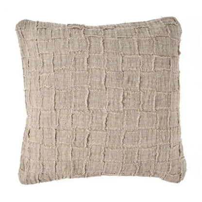 Housse de Coussin en Lin - Damier Naturel 50x50 cm Bazar Bizar