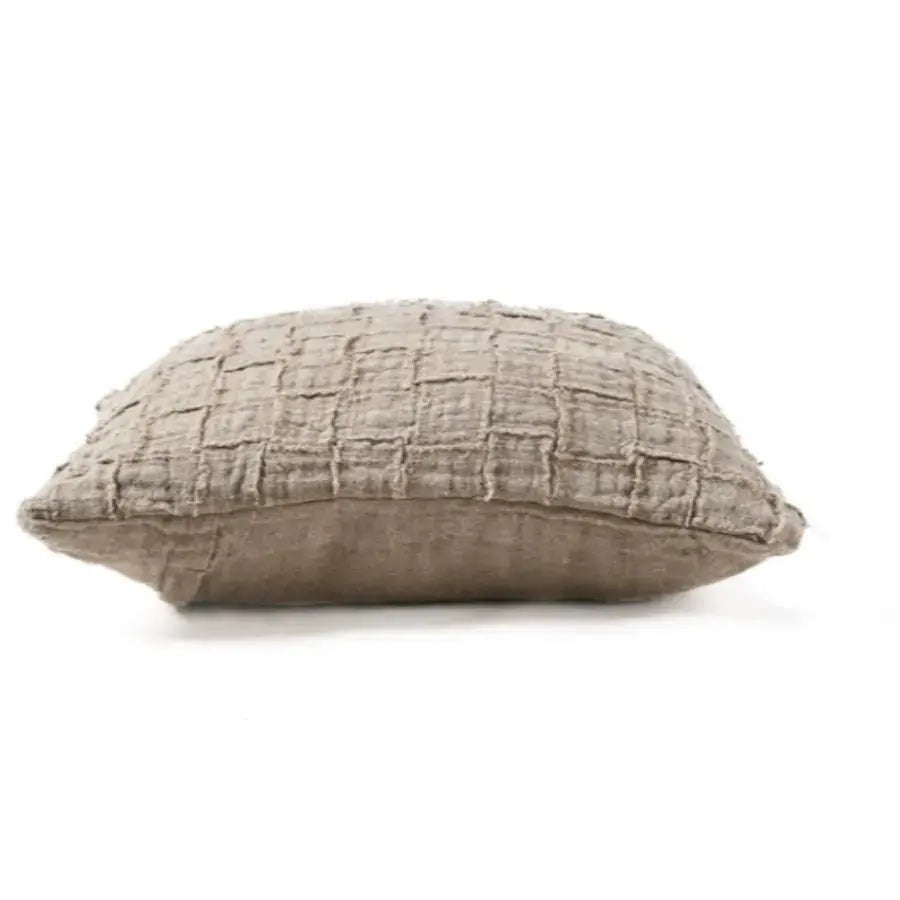 Housse de Coussin en Lin - Damier Naturel 50x50 cm Bazar Bizar