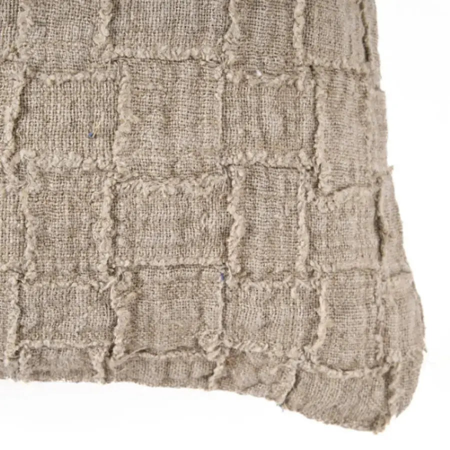 Housse de Coussin en Lin - Damier Naturel 50x50 cm Bazar Bizar