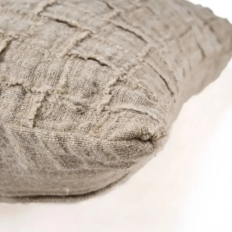 Housse de Coussin en Lin - Damier Naturel 50x50 cm Bazar Bizar