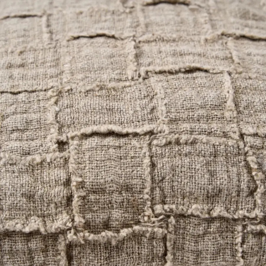 Housse de Coussin en Lin - Damier Naturel 50x50 cm Bazar Bizar