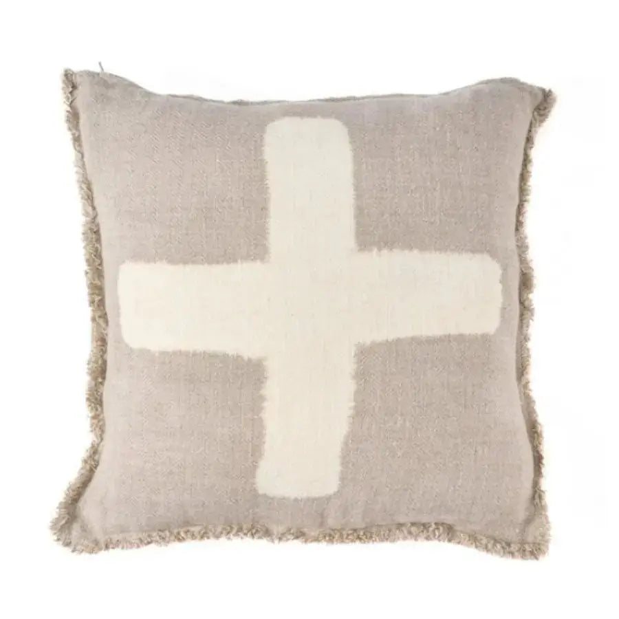 Housse de Coussin en Lin Ivoire - Crosse Blanc Naturel - 50x50 cm Bazar Bizar