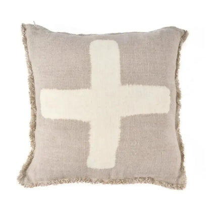 Housse de Coussin en Lin Ivoire - Crosse Blanc Naturel - 50x50 cm Bazar Bizar