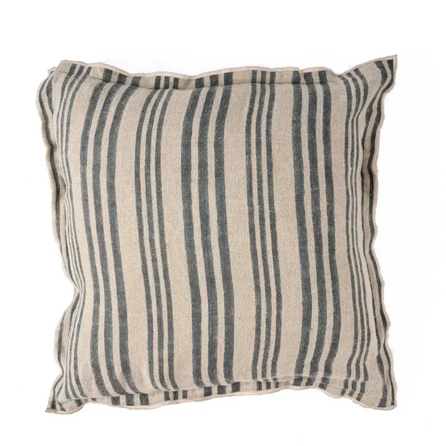 Housse de Coussin en Lin Noir - Nordic Stripe Bazar Bizar
